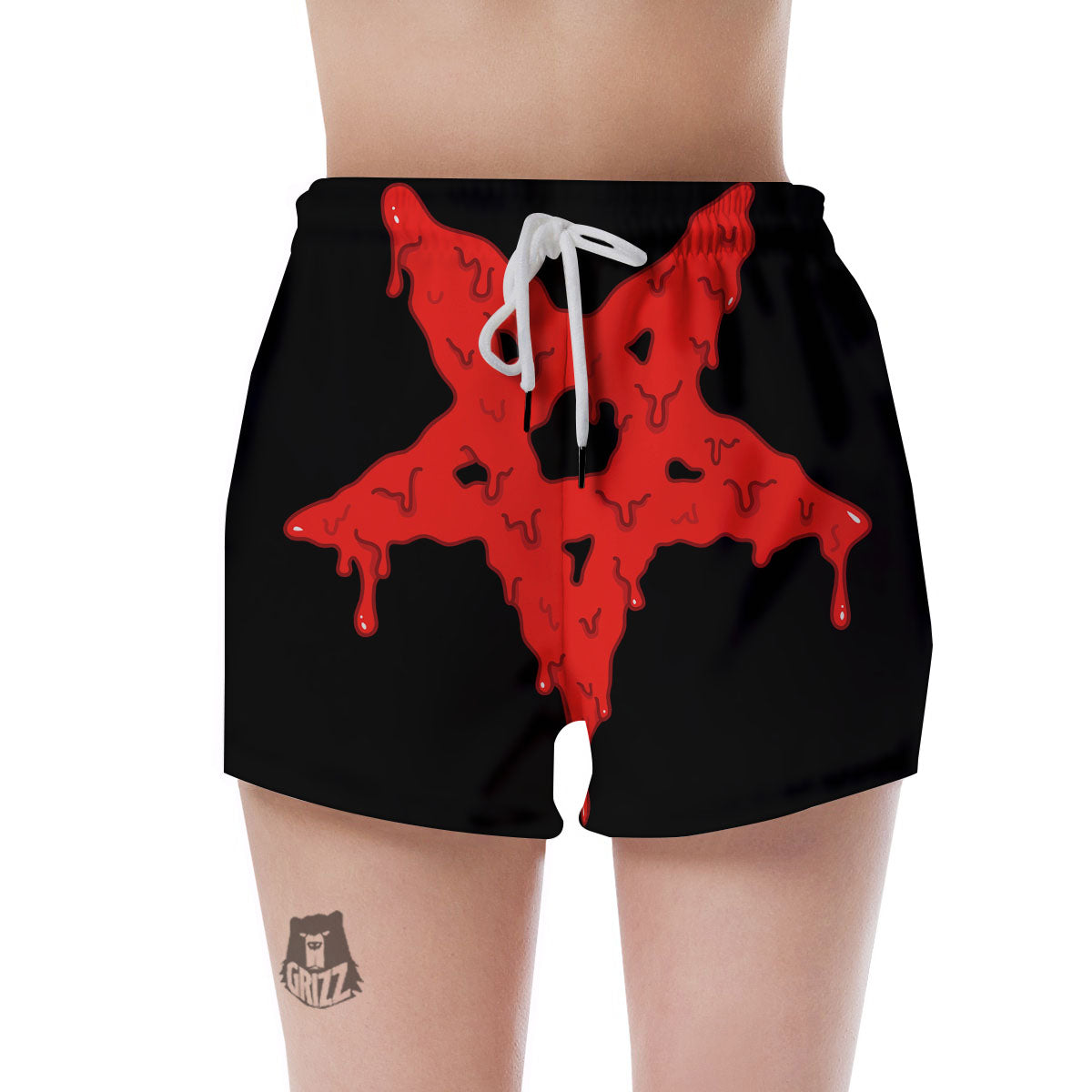 Symbol Red Pentagram Print Women's Shorts-grizzshop