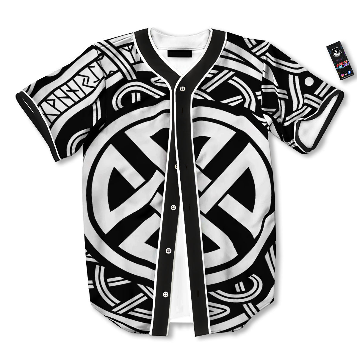 Symbol Viking Norse Runes Print Baseball Jersey-grizzshop