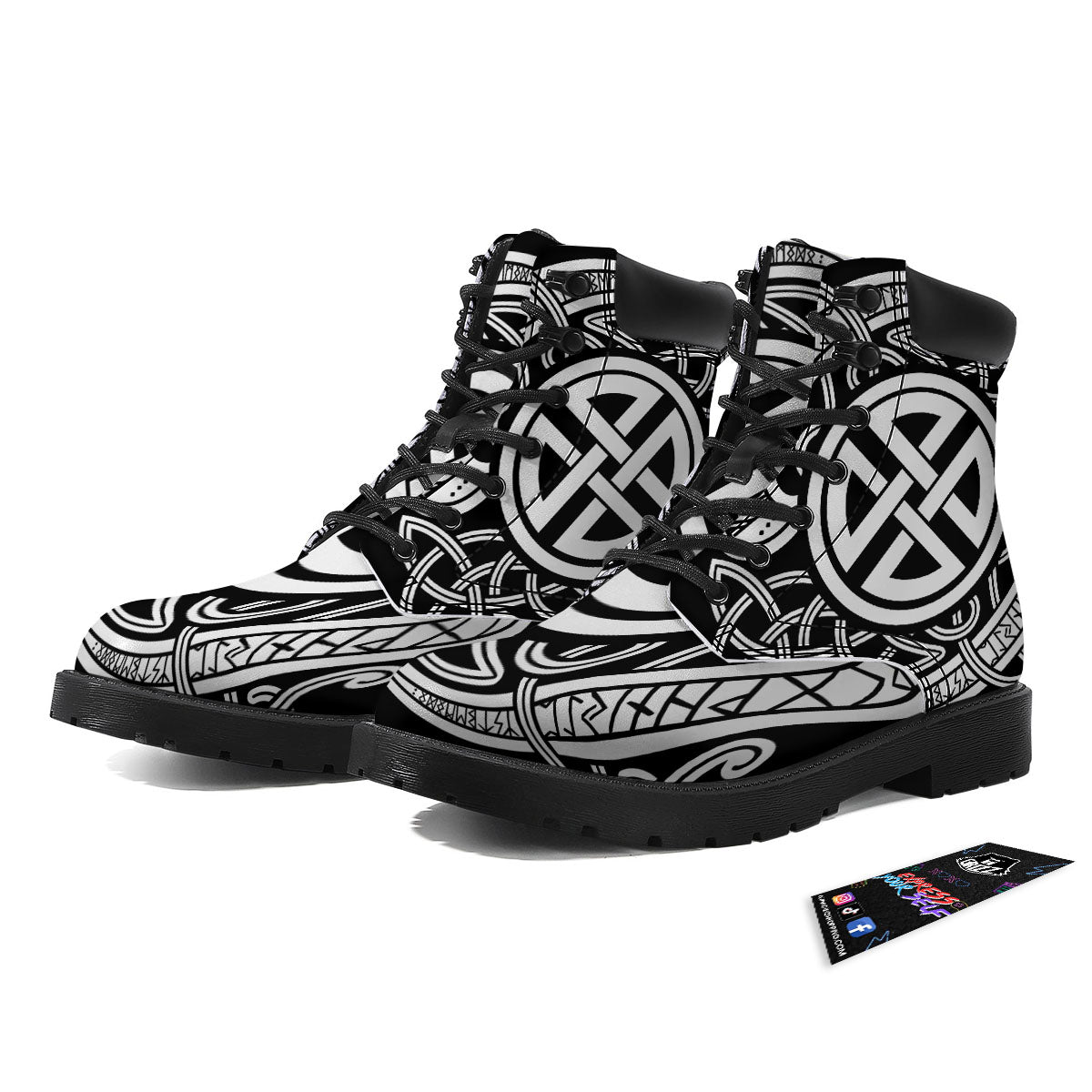 Symbol Viking Norse Runes Print Boots-grizzshop