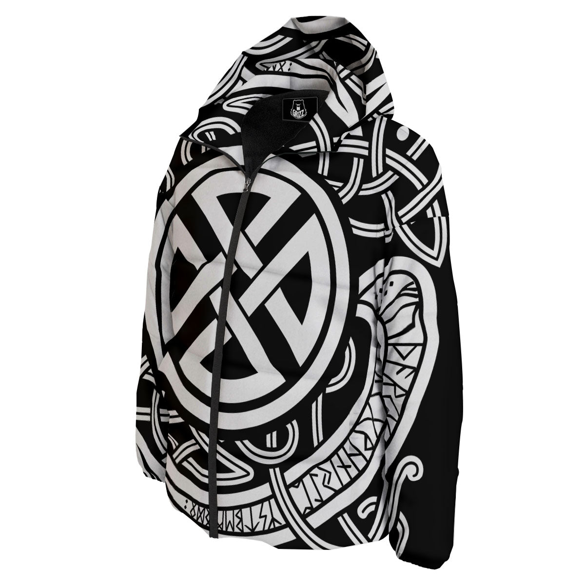 Symbol Viking Norse Runes Print Down Jacket-grizzshop