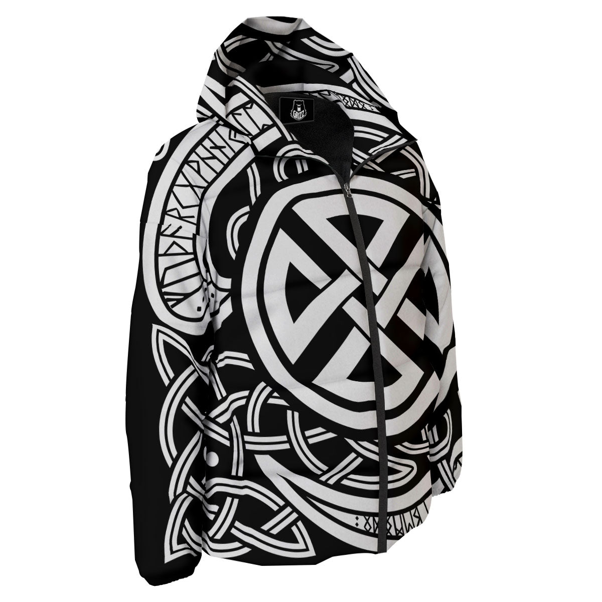 Symbol Viking Norse Runes Print Down Jacket-grizzshop