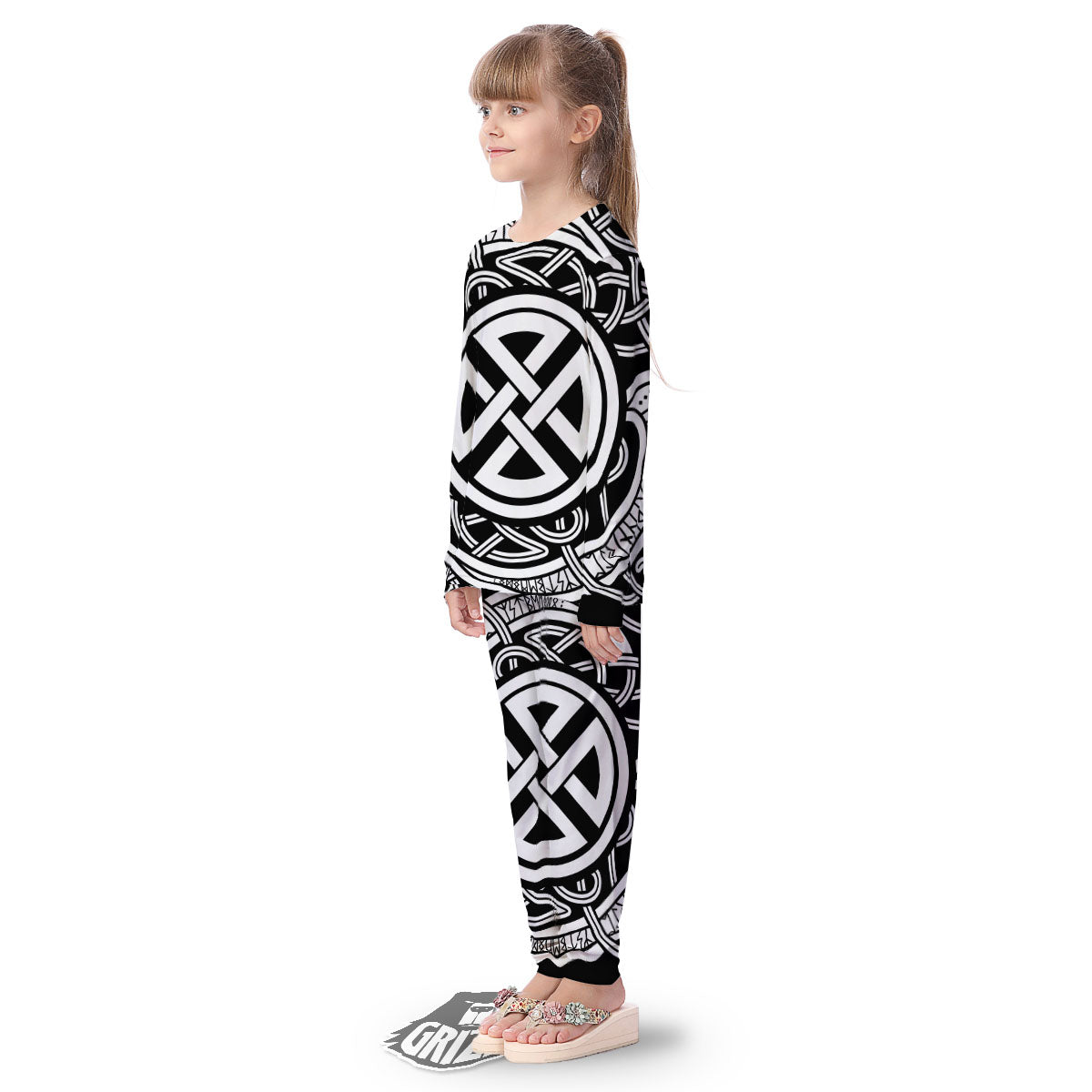 Symbol Viking Norse Runes Print Kid's Pajamas-grizzshop