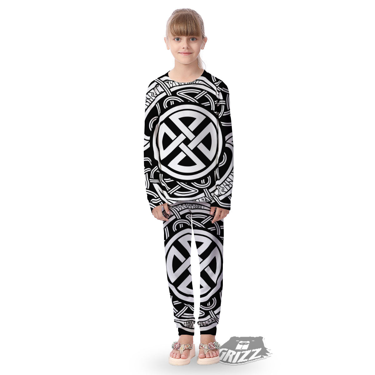 Symbol Viking Norse Runes Print Kid's Pajamas-grizzshop