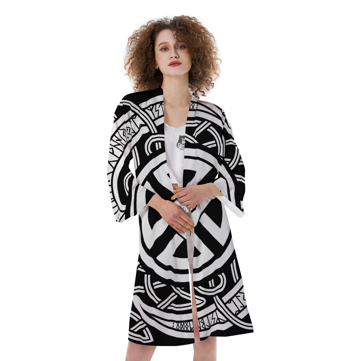 Symbol Viking Norse Runes Print Kimono-grizzshop