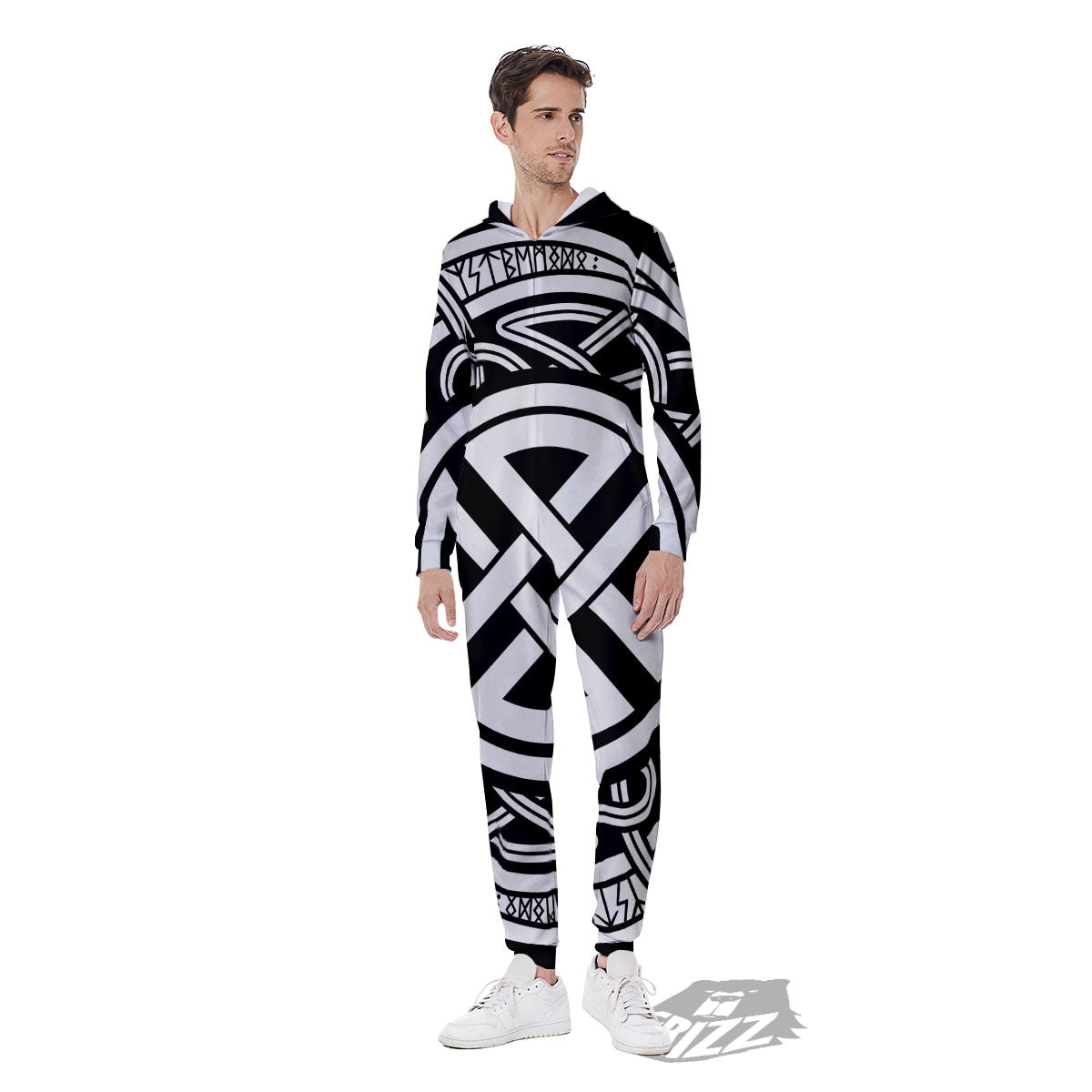Symbol Viking Norse Runes Print Men's Jumpsuit-grizzshop