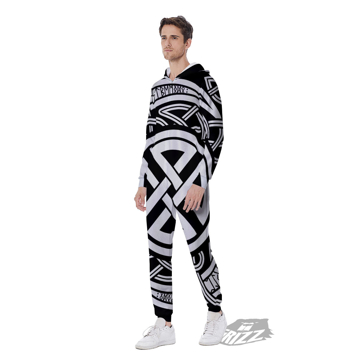 Symbol Viking Norse Runes Print Men's Jumpsuit-grizzshop