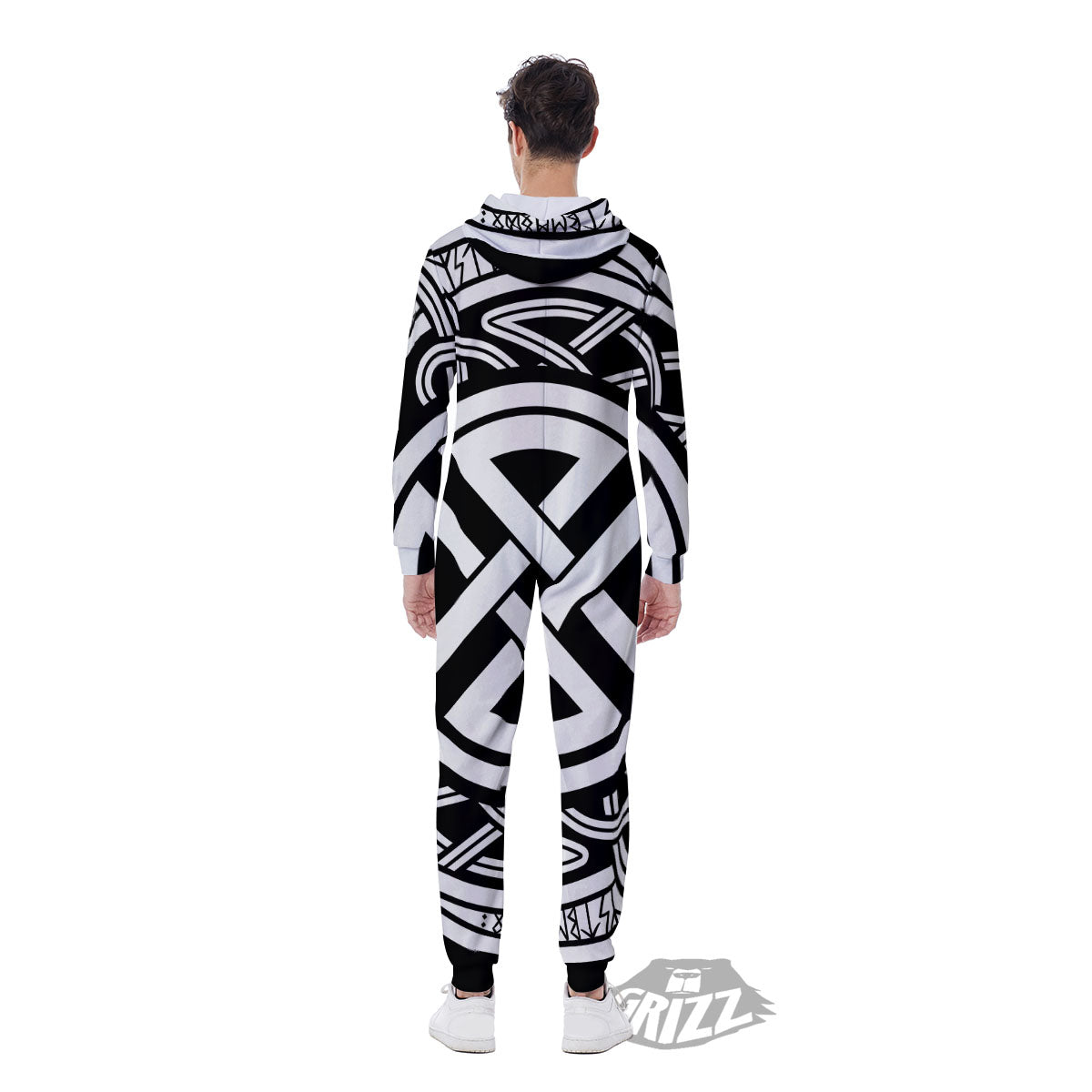 Symbol Viking Norse Runes Print Men's Jumpsuit-grizzshop
