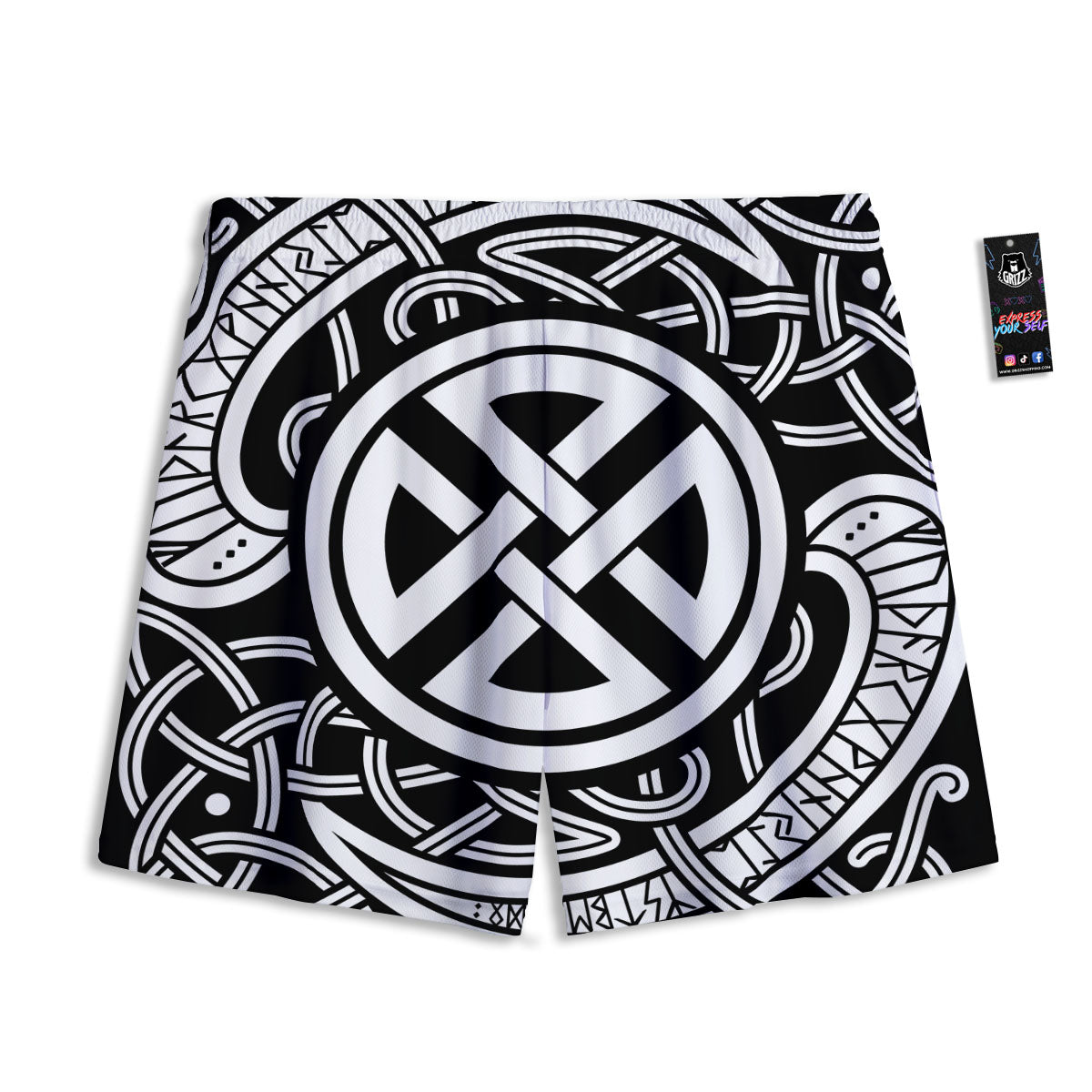 Symbol Viking Norse Runes Print Mesh Shorts