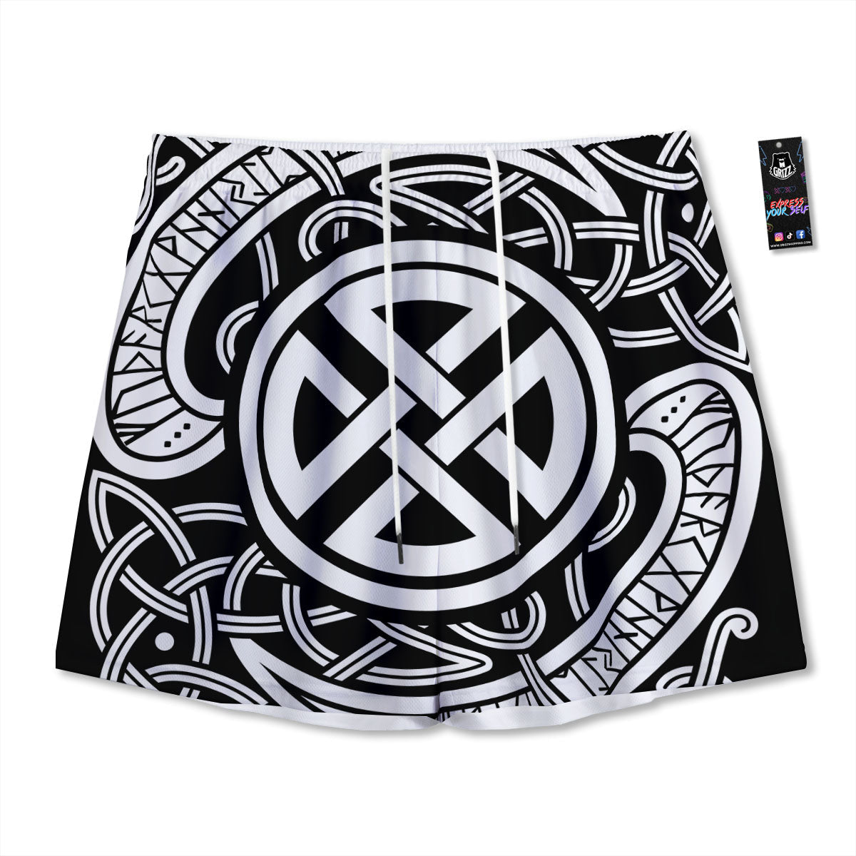 Symbol Viking Norse Runes Print Mesh Shorts