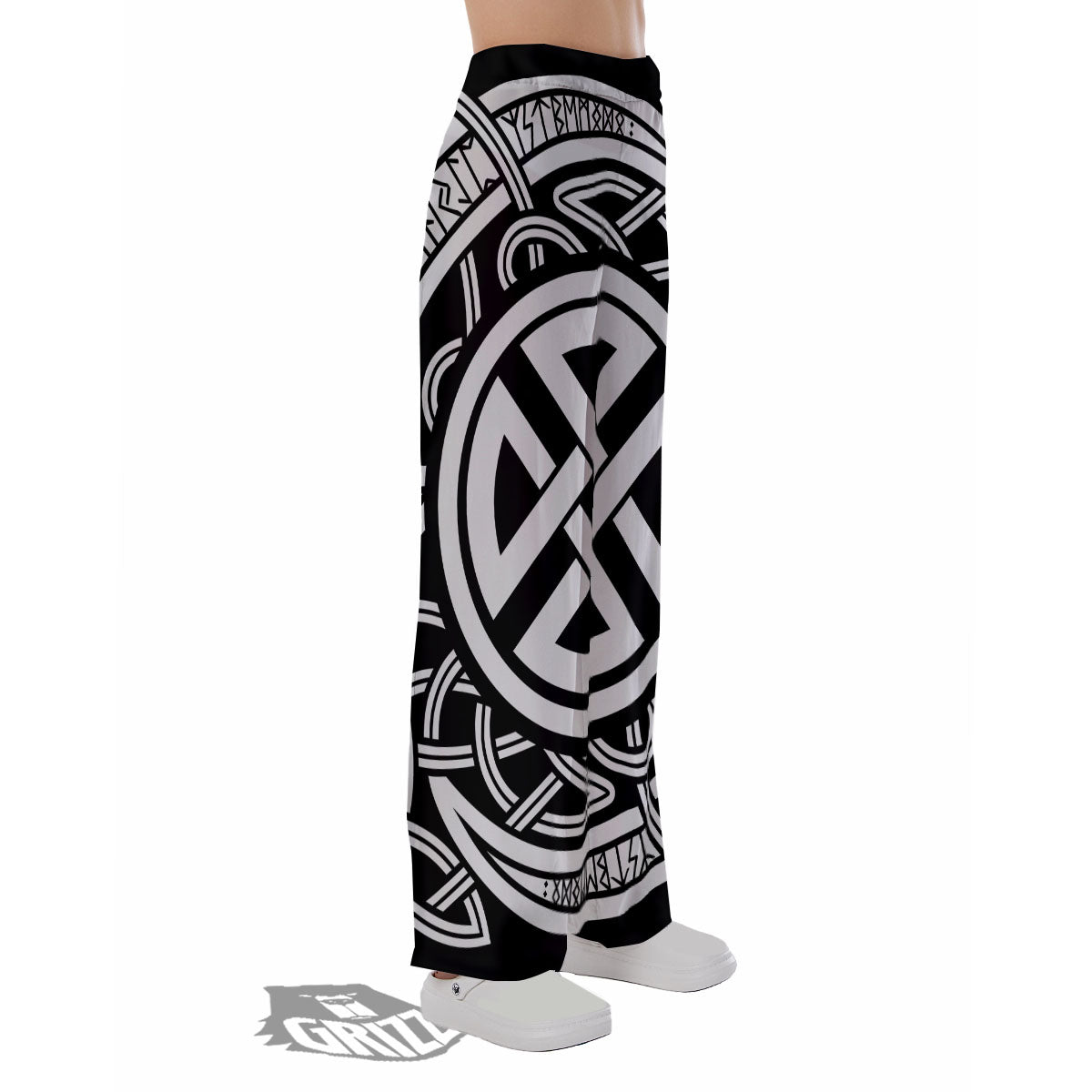 Symbol Viking Norse Runes Print Pajama Pants-grizzshop