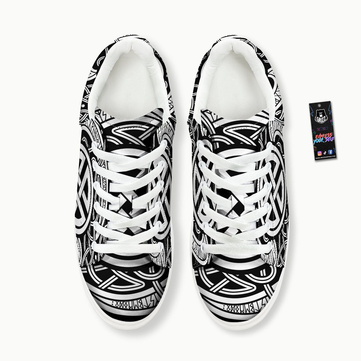 Symbol Viking Norse Runes Print Platform Shoes-grizzshop