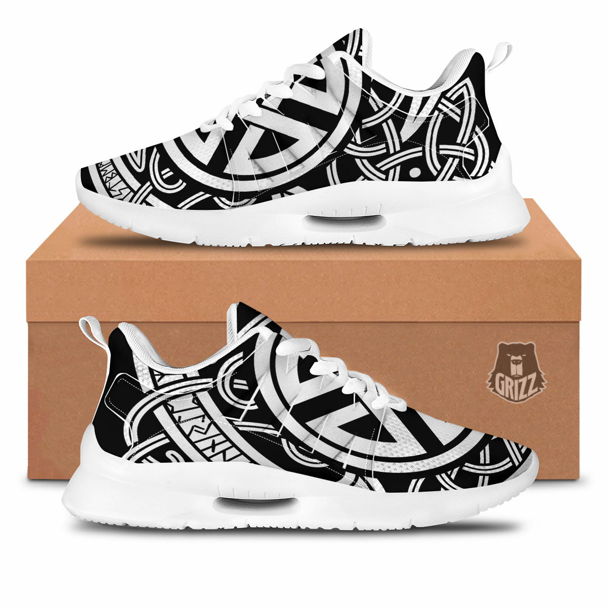Symbol Viking Norse Runes Print Tennis Shoes-grizzshop