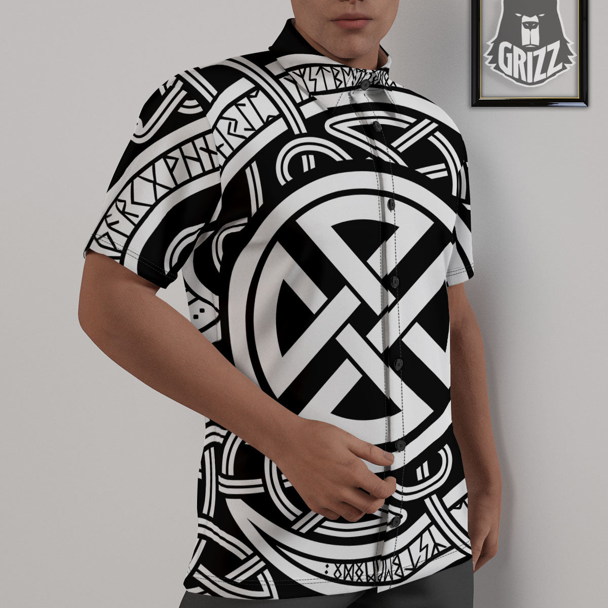 Symbol Viking Norse Runes Print Untucked Shirts-grizzshop