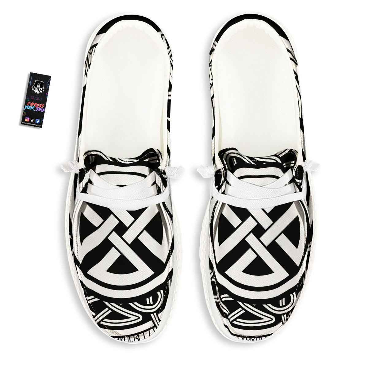 Symbol Viking Norse Runes Print White Loafers-grizzshop