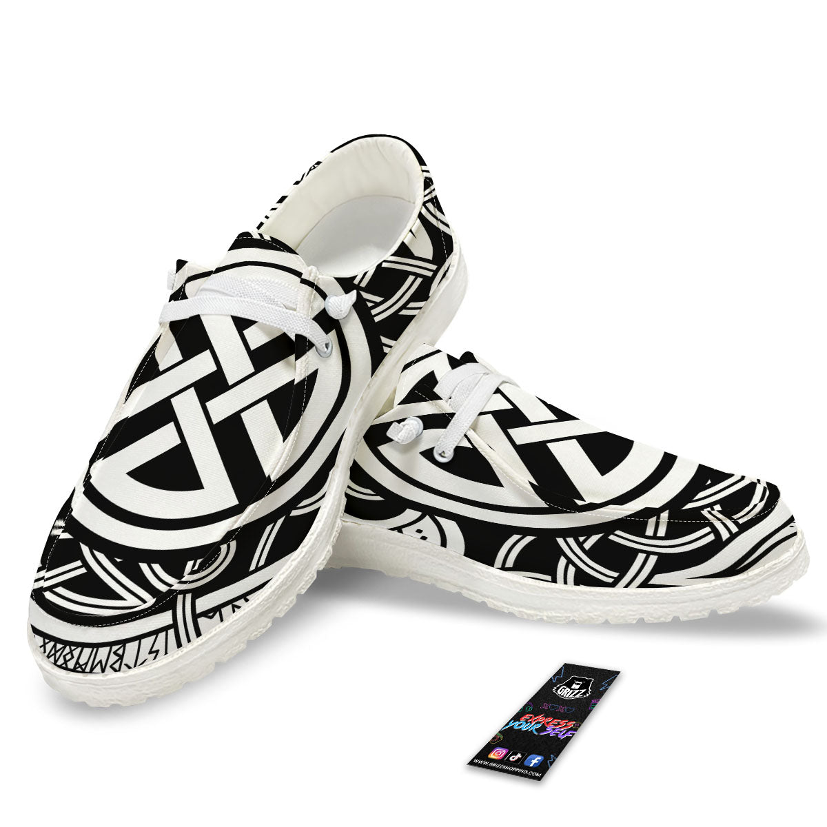 Symbol Viking Norse Runes Print White Loafers-grizzshop
