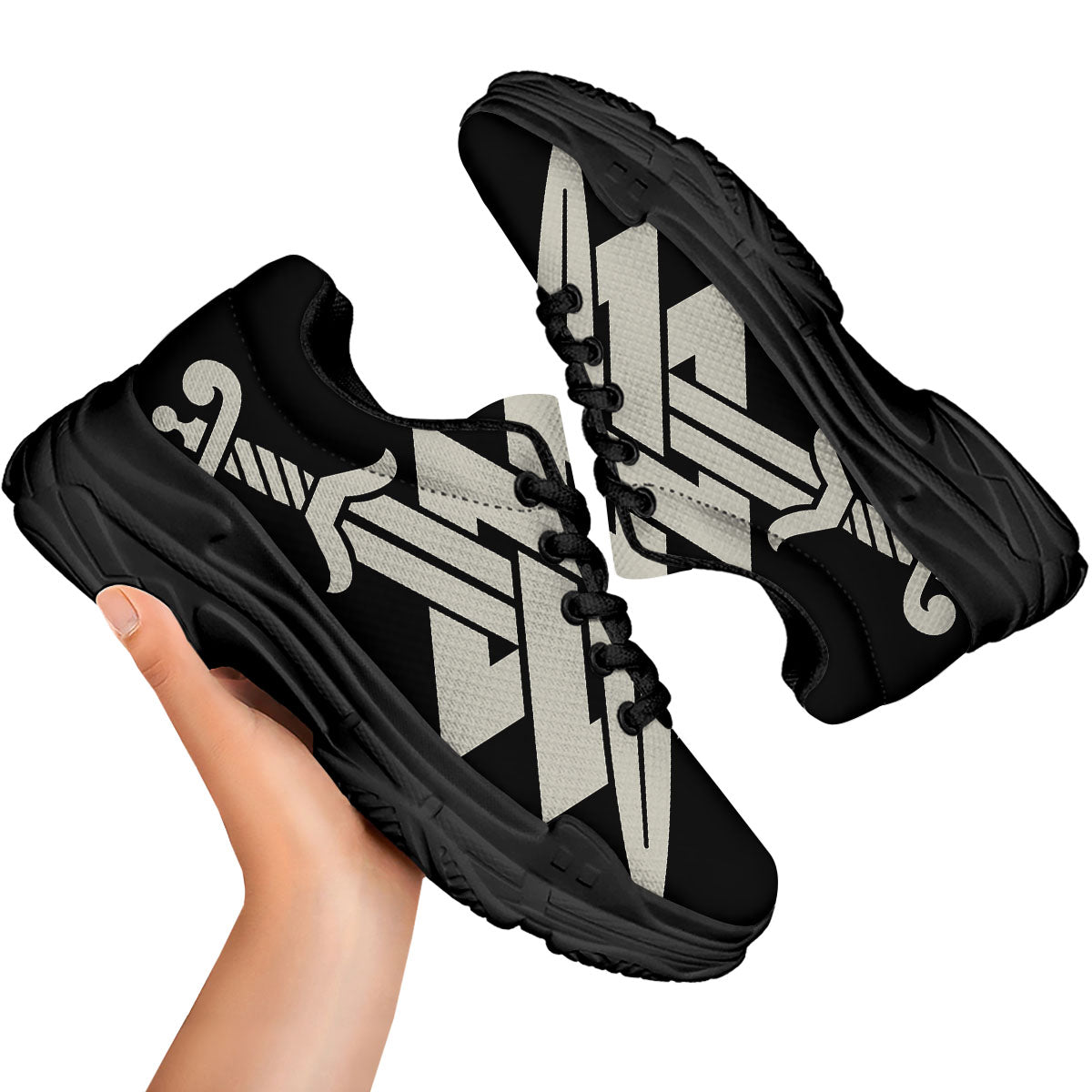 Symbol Viking Valhalla Print Black Chunky Shoes-grizzshop