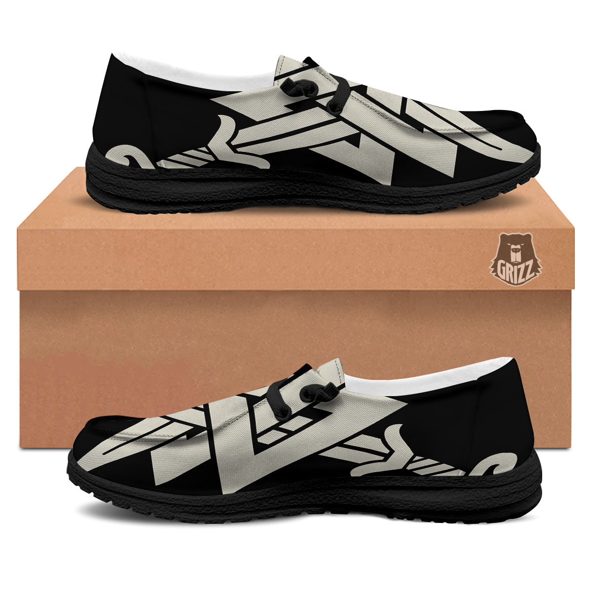 Symbol Viking Valhalla Print Black Loafers-grizzshop