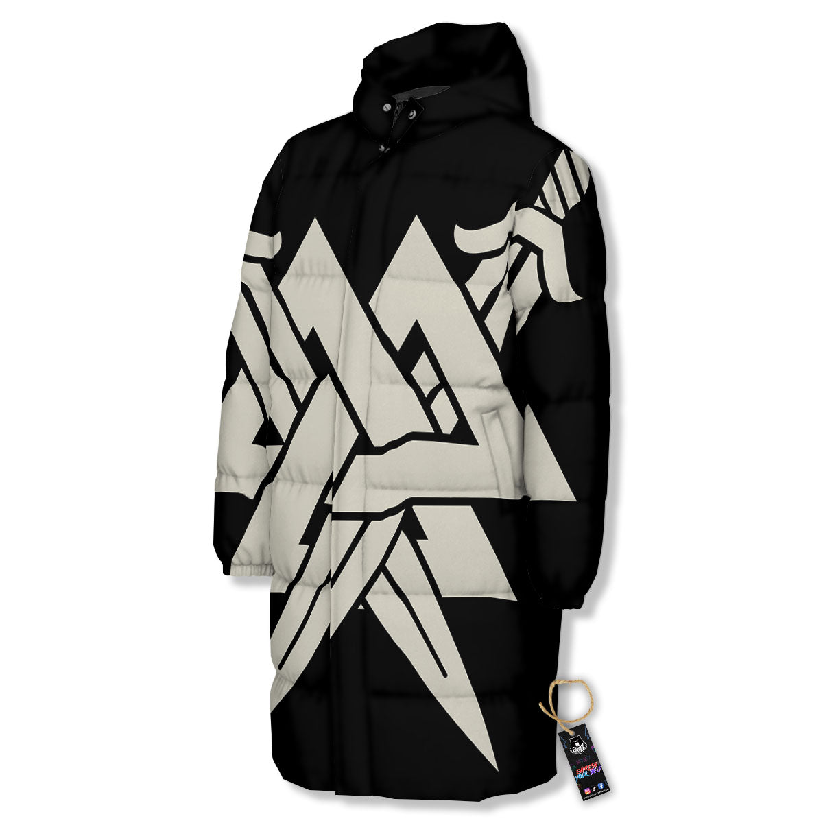 Symbol Viking Valhalla Print Long Down Jacket-grizzshop