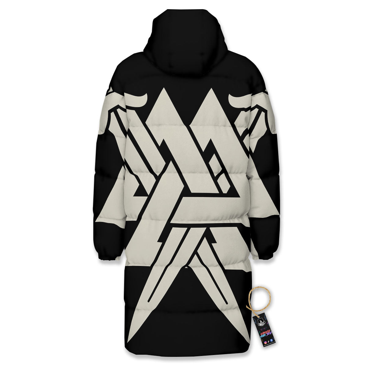 Symbol Viking Valhalla Print Long Down Jacket-grizzshop