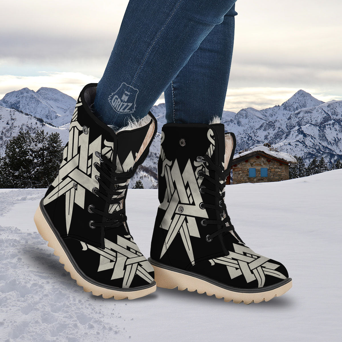 Symbol Viking Valhalla Print Snow Boots-grizzshop