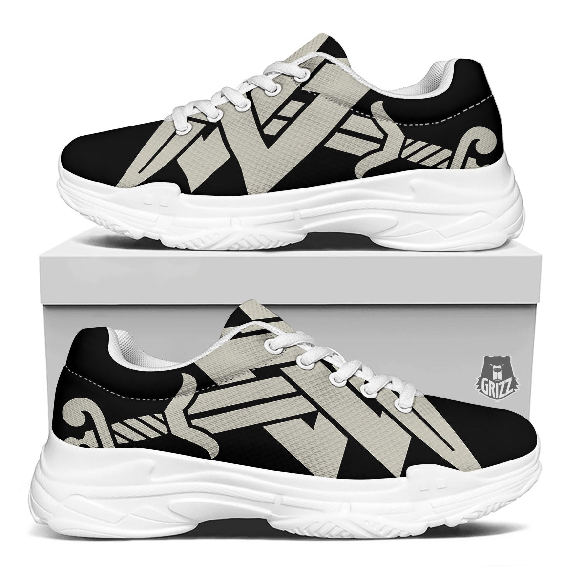 Symbol Viking Valhalla Print White Chunky Shoes-grizzshop