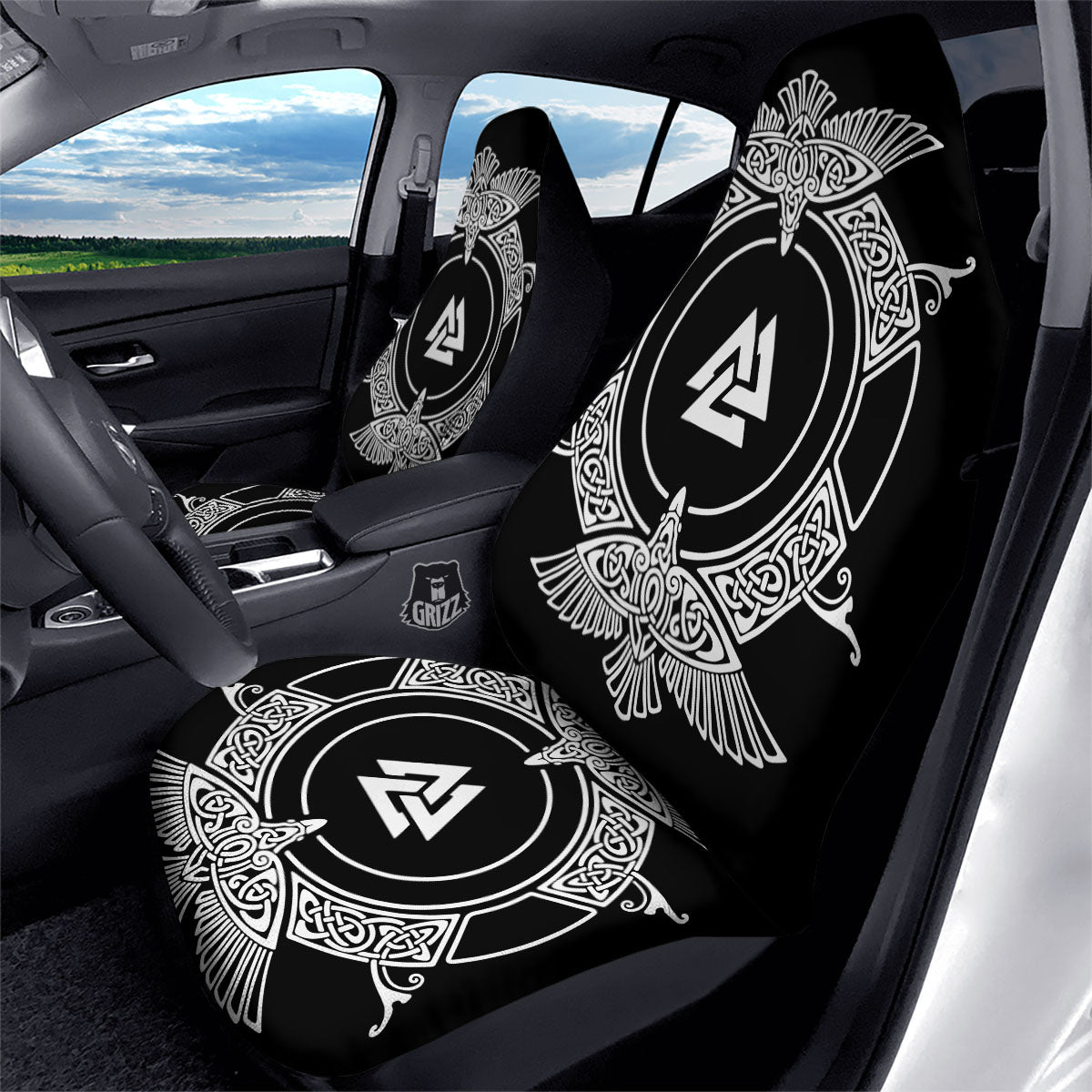 Symbol Viking Valknut Print Car Seat Covers-grizzshop