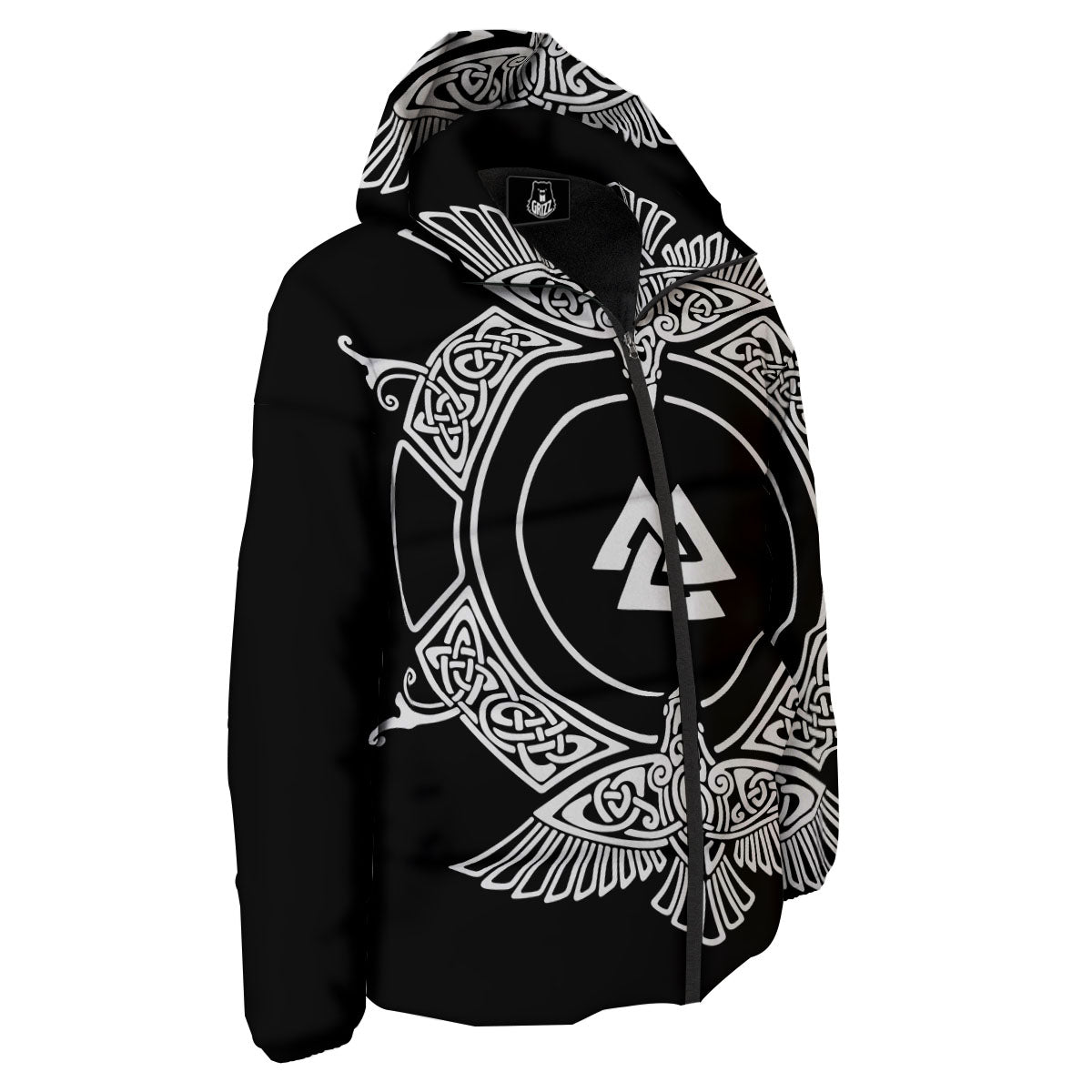Symbol Viking Valknut Print Down Jacket-grizzshop