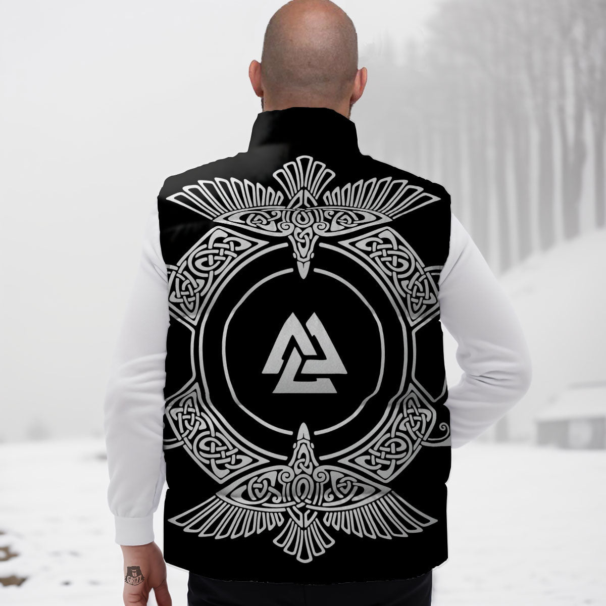 Symbol Viking Valknut Print Down Vest