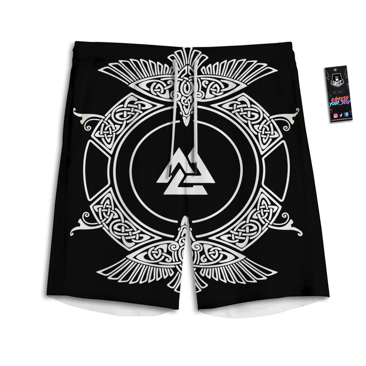 Symbol Viking Valknut Print Men's Athletic Shorts