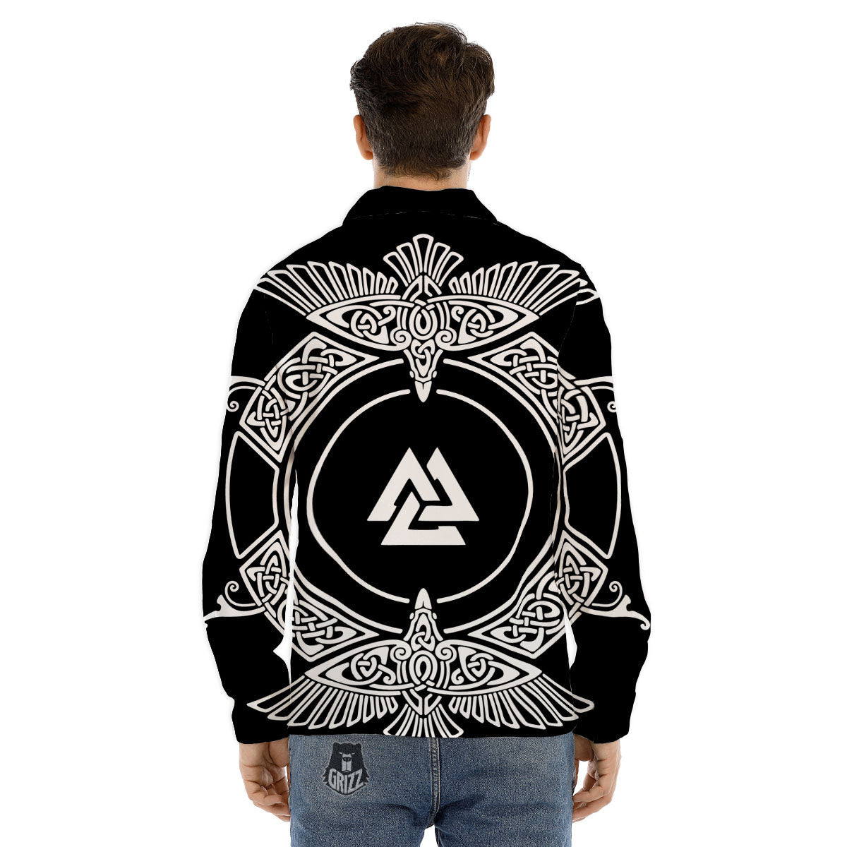 Symbol Viking Valknut Print Men's Dress Shirts-grizzshop