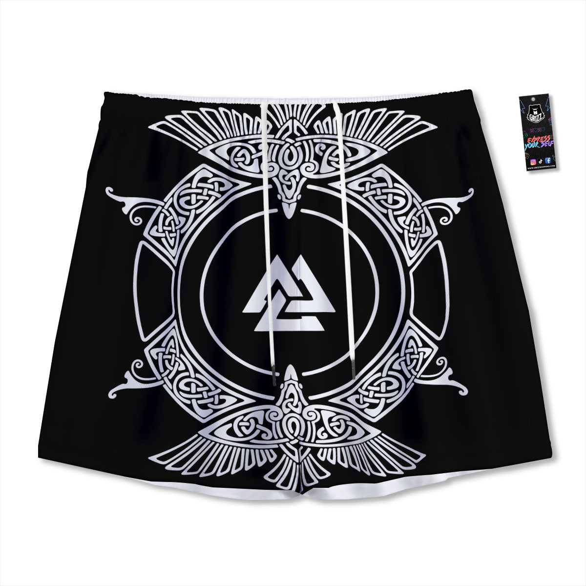Symbol Viking Valknut Print Mesh Shorts