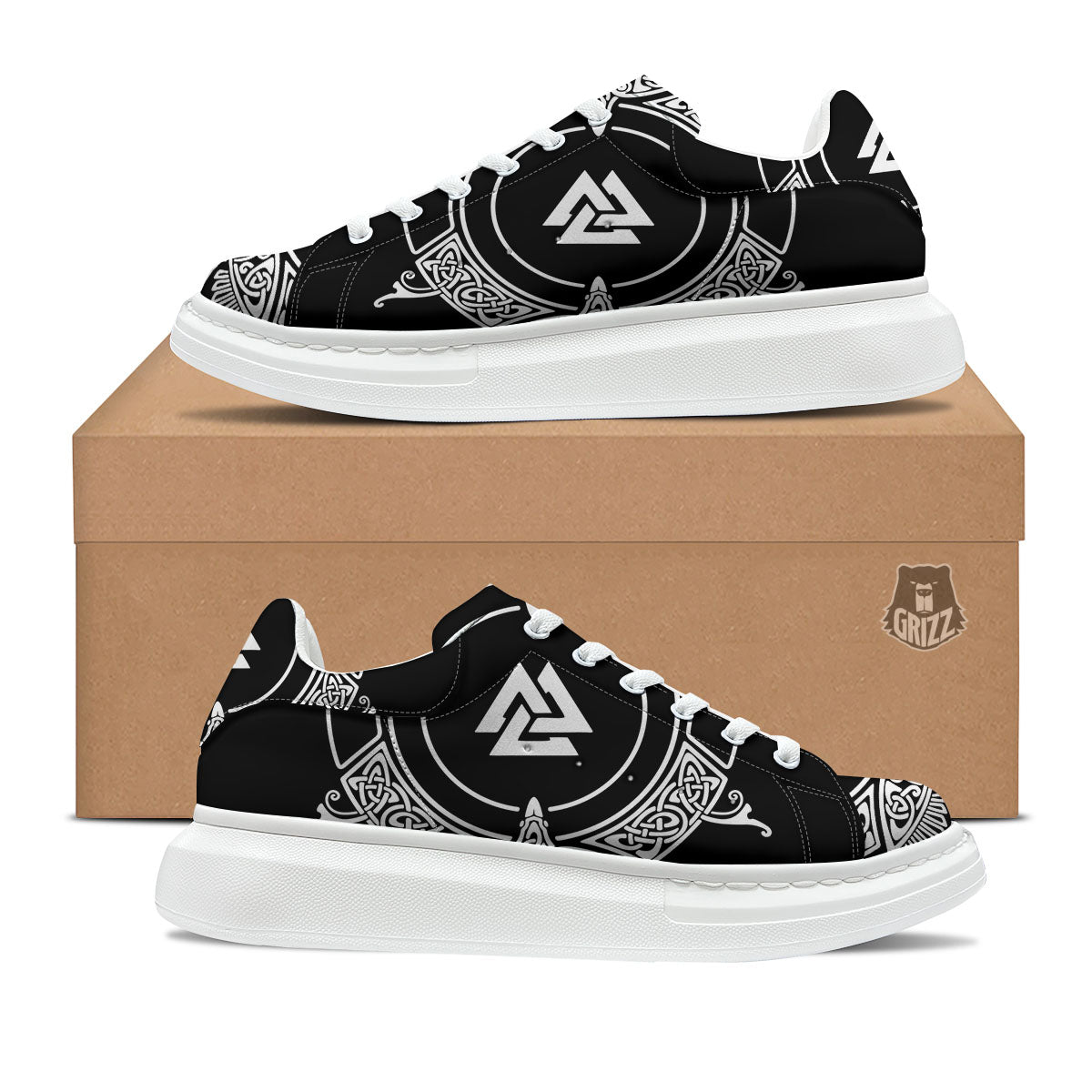 Symbol Viking Valknut Print Platform Shoes-grizzshop