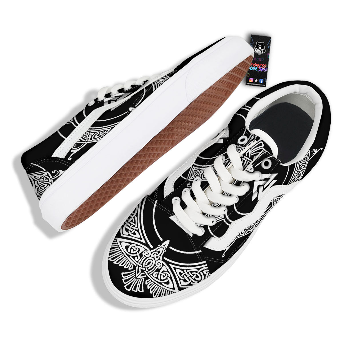Symbol Viking Valknut Print Skate Shoes-grizzshop