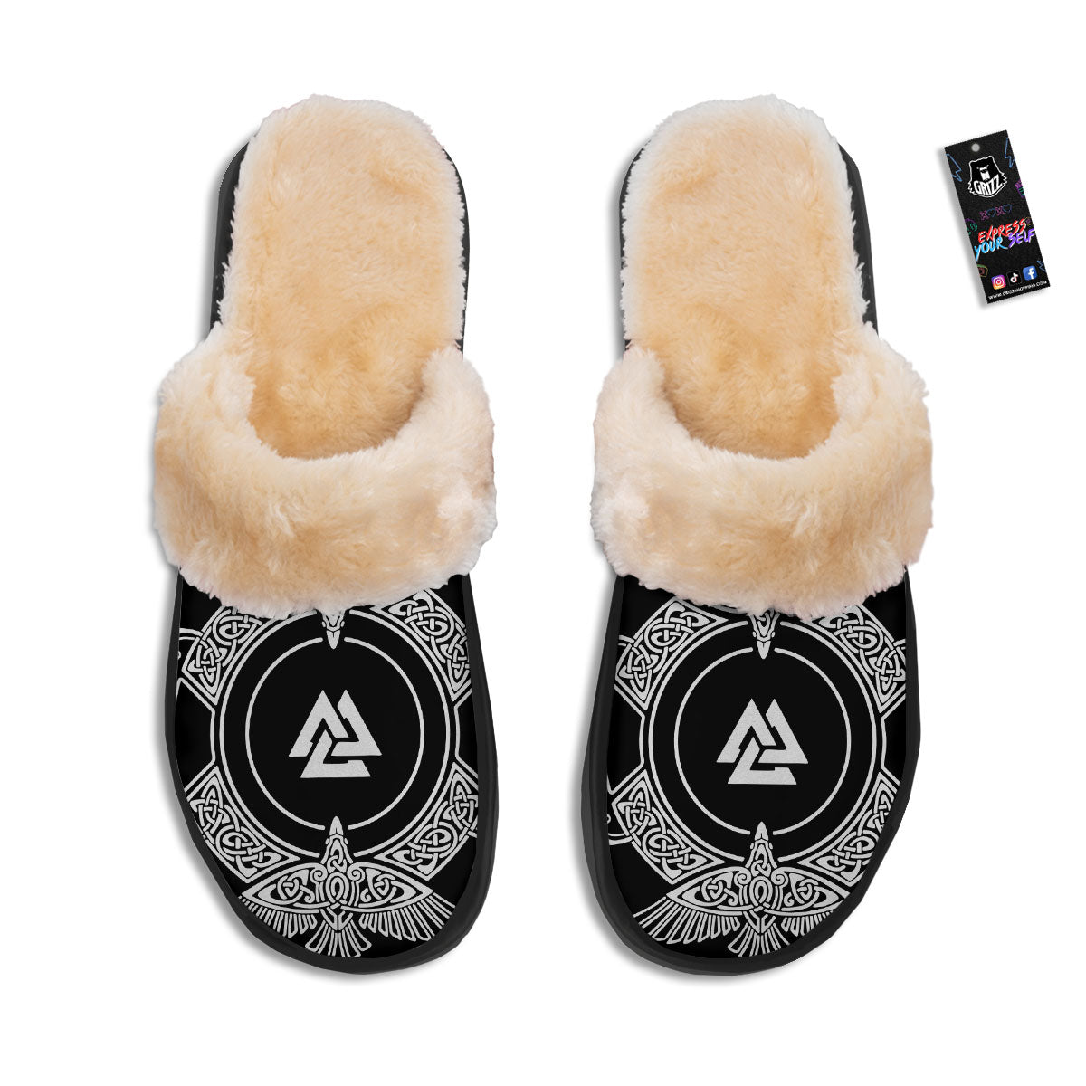 Symbol Viking Valknut Print Slippers-grizzshop