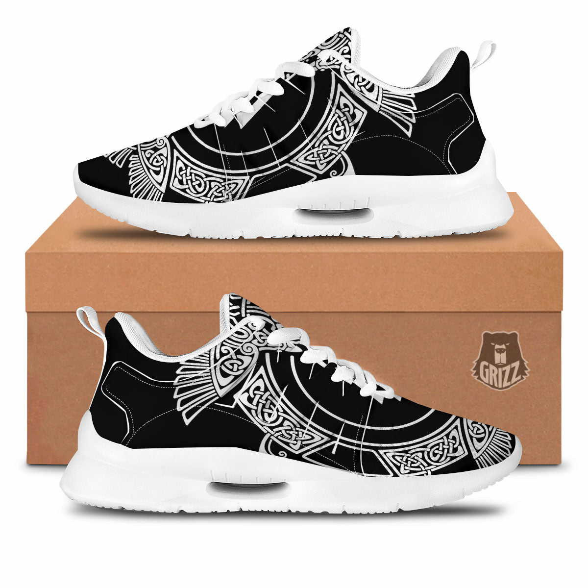 Symbol Viking Valknut Print Tennis Shoes-grizzshop