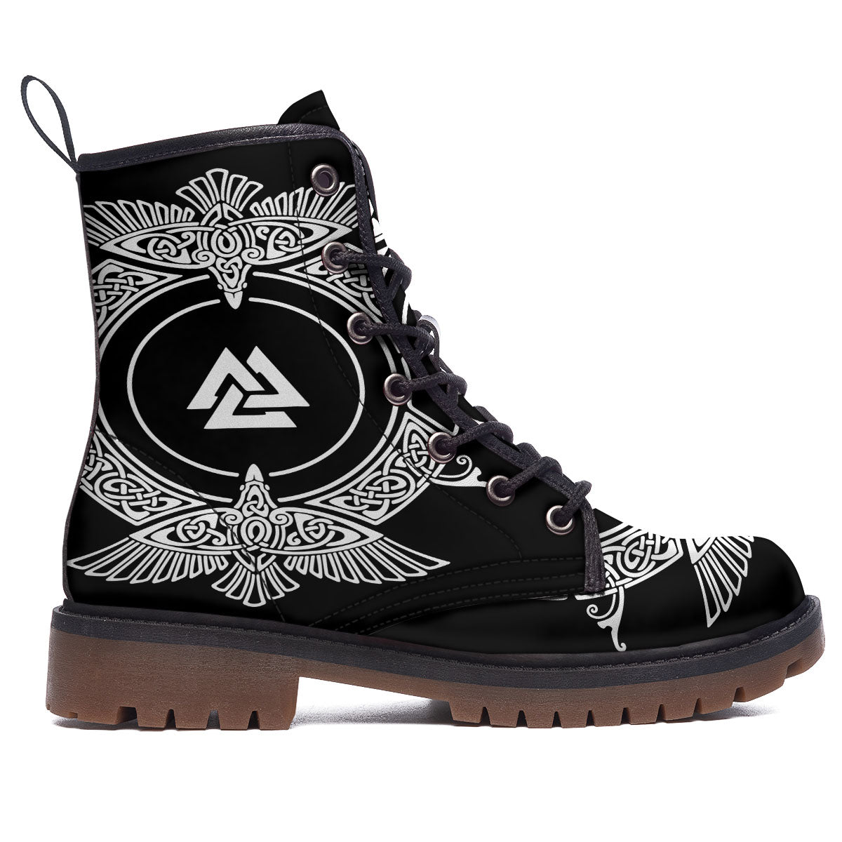 Symbol Viking Valknut Print Work Boots-grizzshop