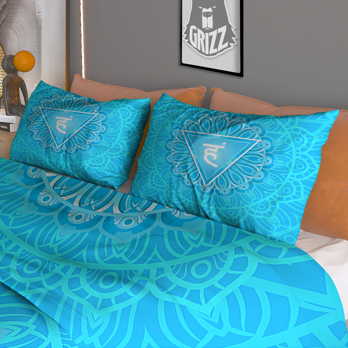 Symbol Vishuddha Chakra Print Duvet Cover Bedding Set