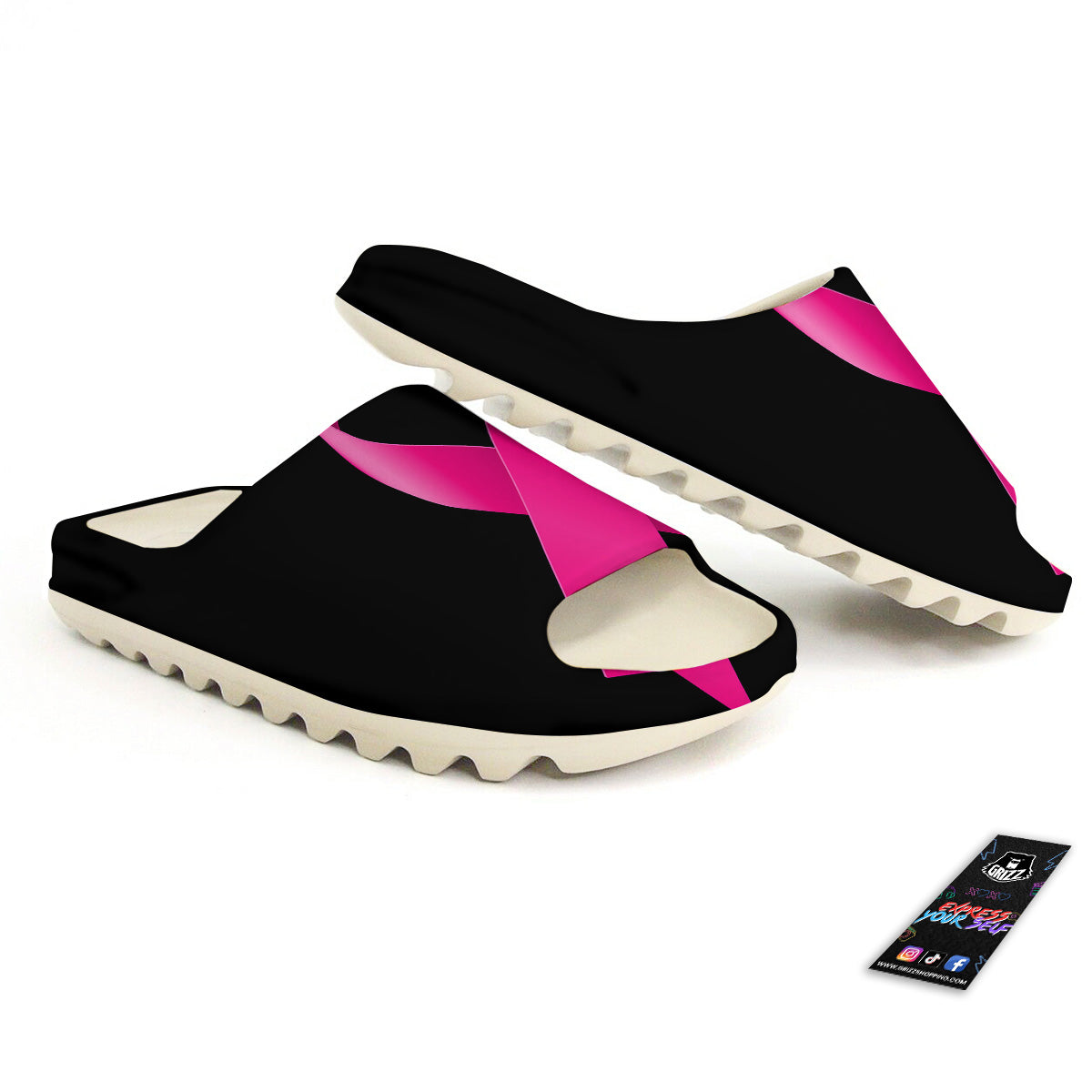 Symbol Breast Cancer Awareness Print Sandals-grizzshop