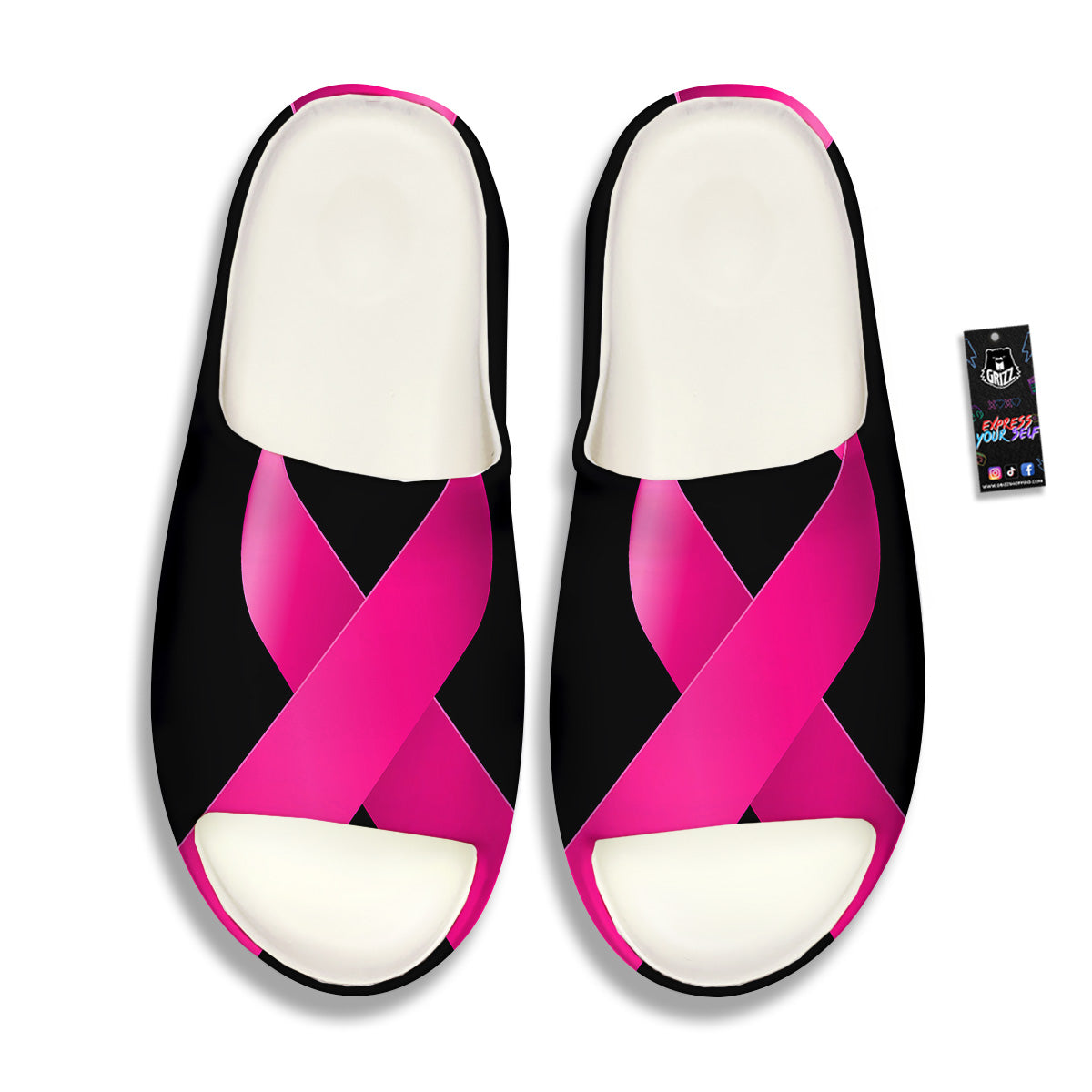 Symbol Breast Cancer Awareness Print Sandals-grizzshop