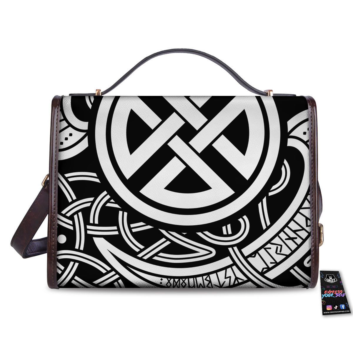 Symbol Viking Norse Runes Print Women's Satchel Bag