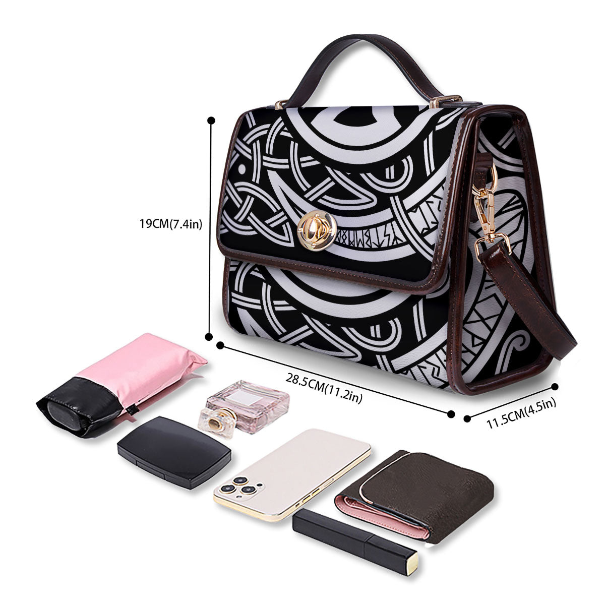 Symbol Viking Norse Runes Print Women's Satchel Bag
