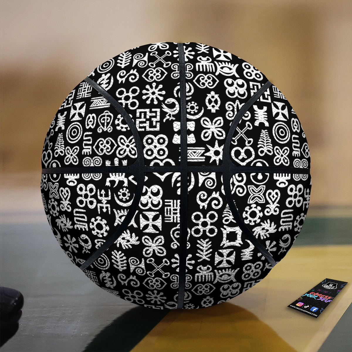 Symbols Black Adinkra Print Pattern Basketball-grizzshop