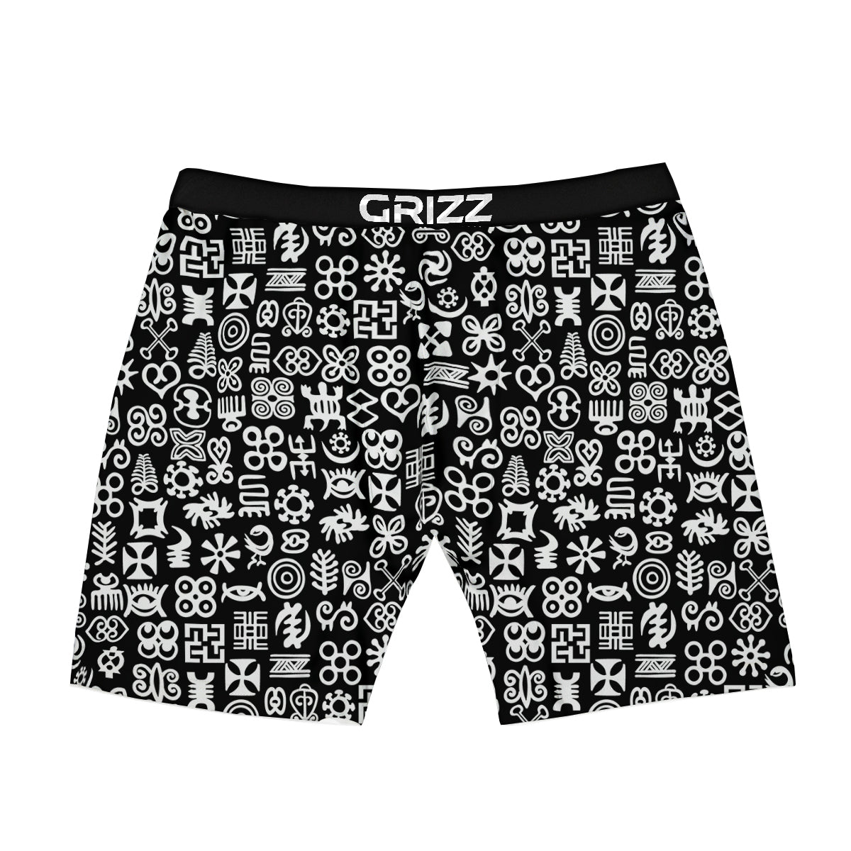 Symbols Black Adinkra Print Pattern Boxer Briefs-grizzshop