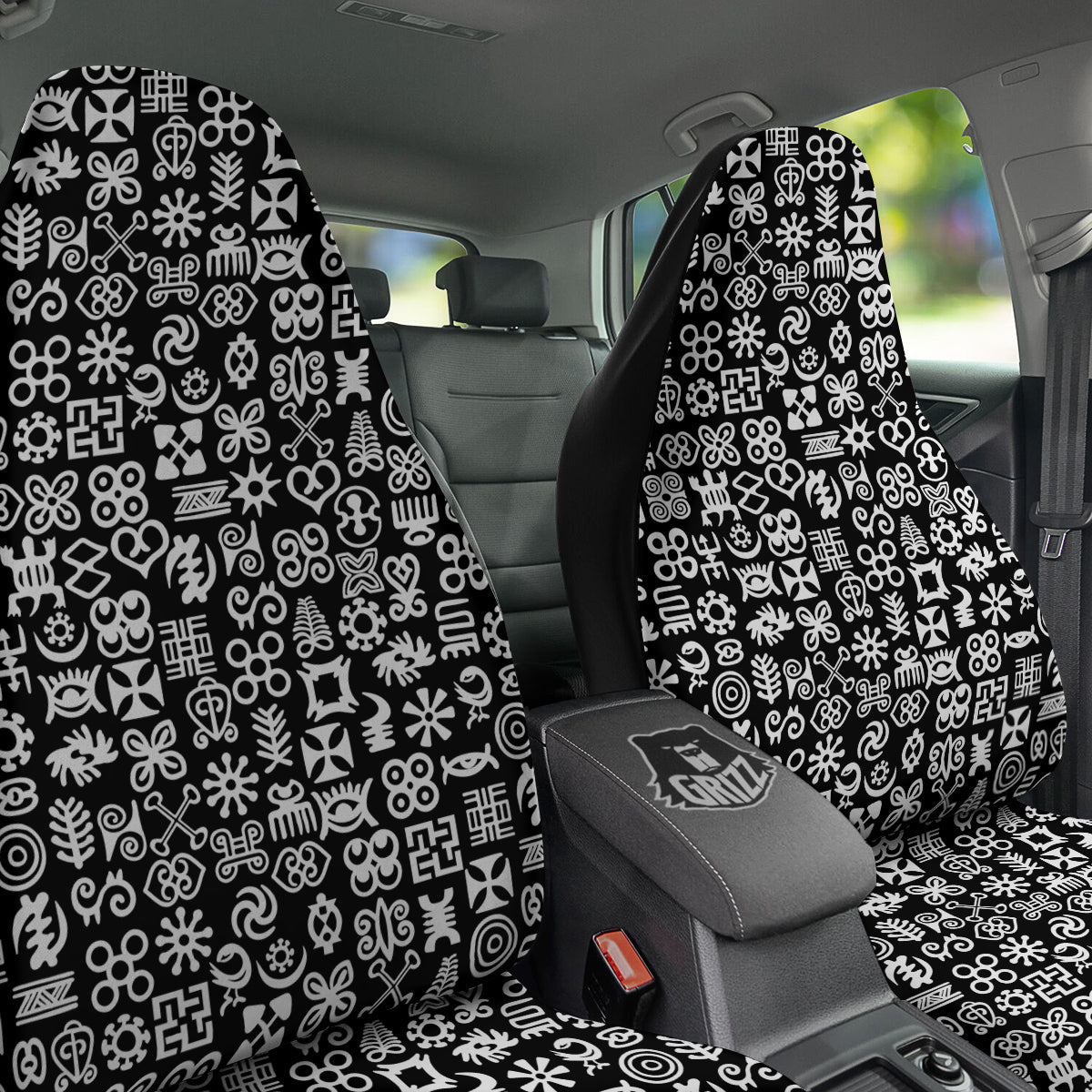 Symbols Black Adinkra Print Pattern Car Seat Covers-grizzshop