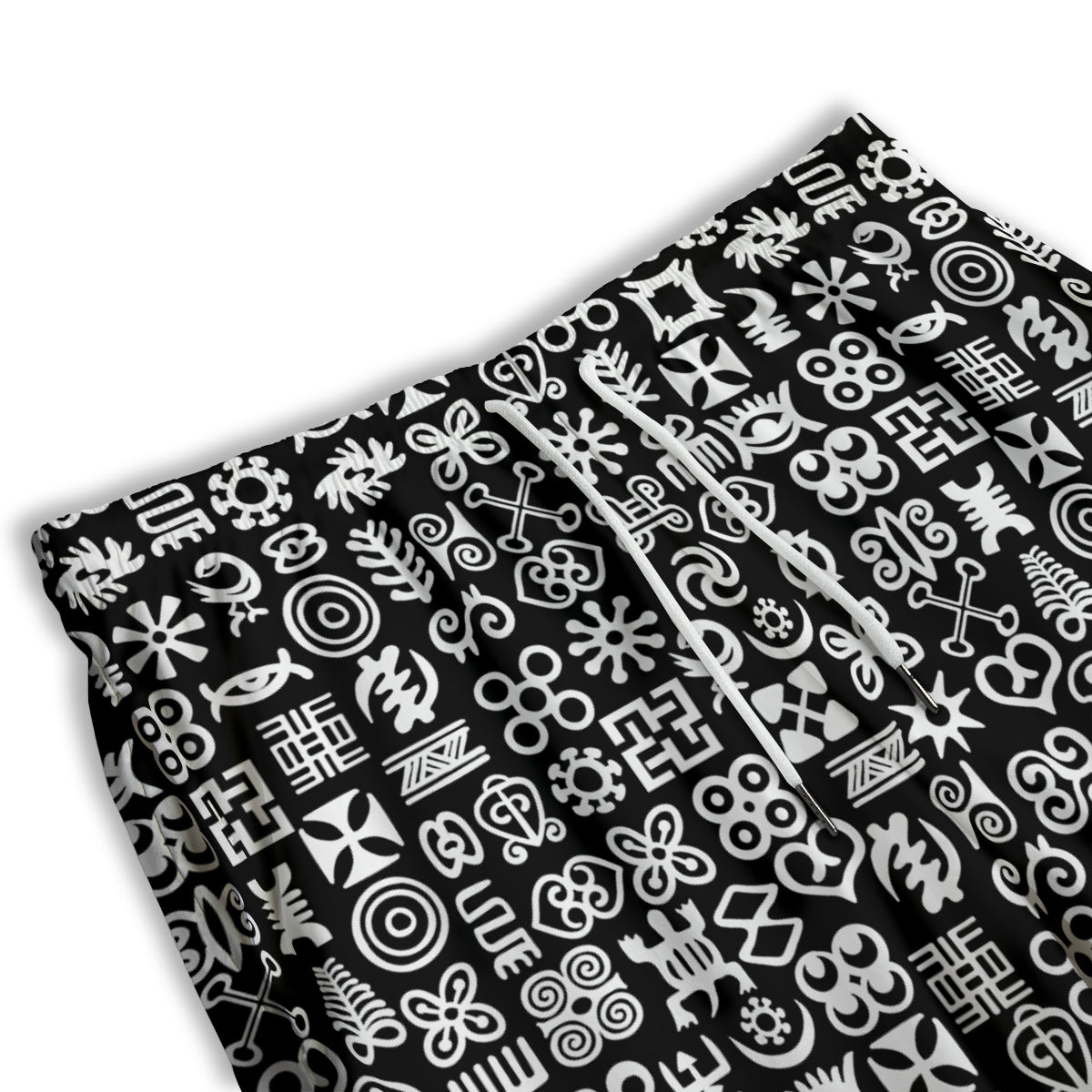 Symbols Black Adinkra Print Pattern Men's Athletic Shorts