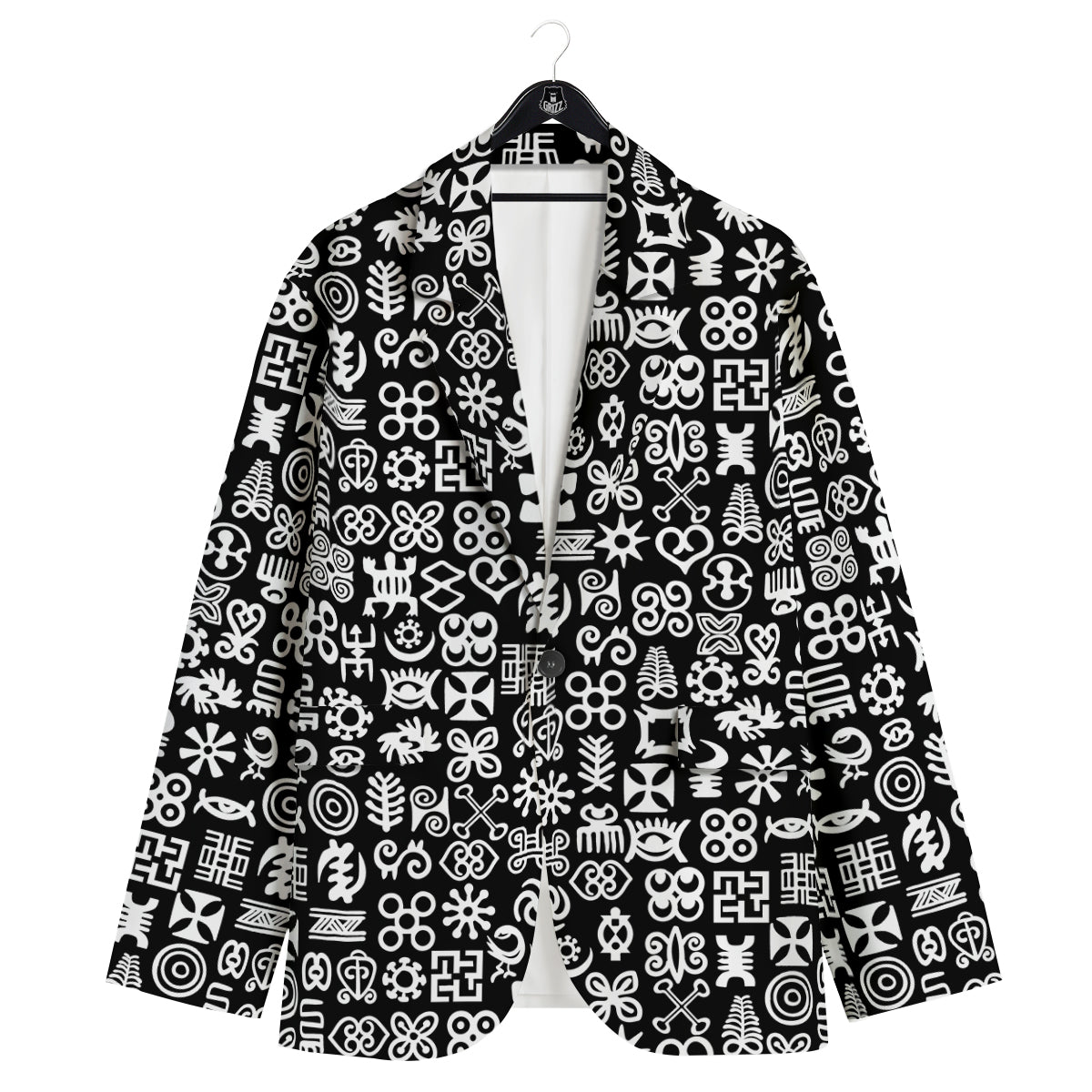 Symbols Black Adinkra Print Pattern Men's Sport Coat-grizzshop