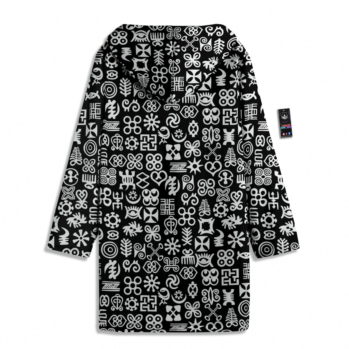 Symbols Black Adinkra Print Pattern Men's Windbreaker Jacket-grizzshop