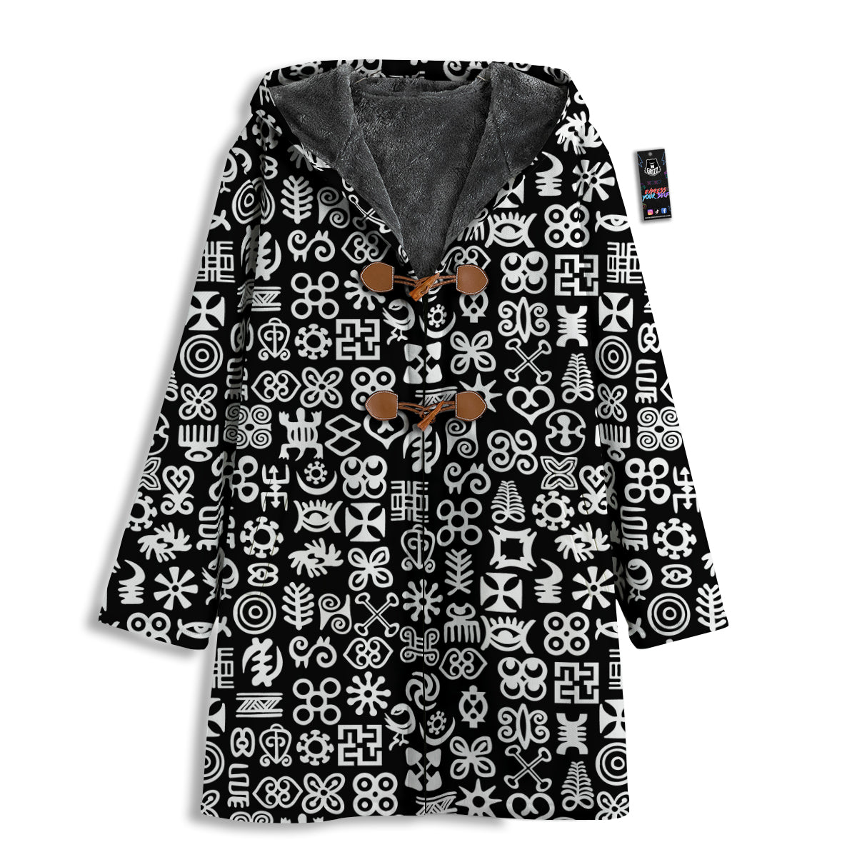 Symbols Black Adinkra Print Pattern Men's Windbreaker Jacket-grizzshop