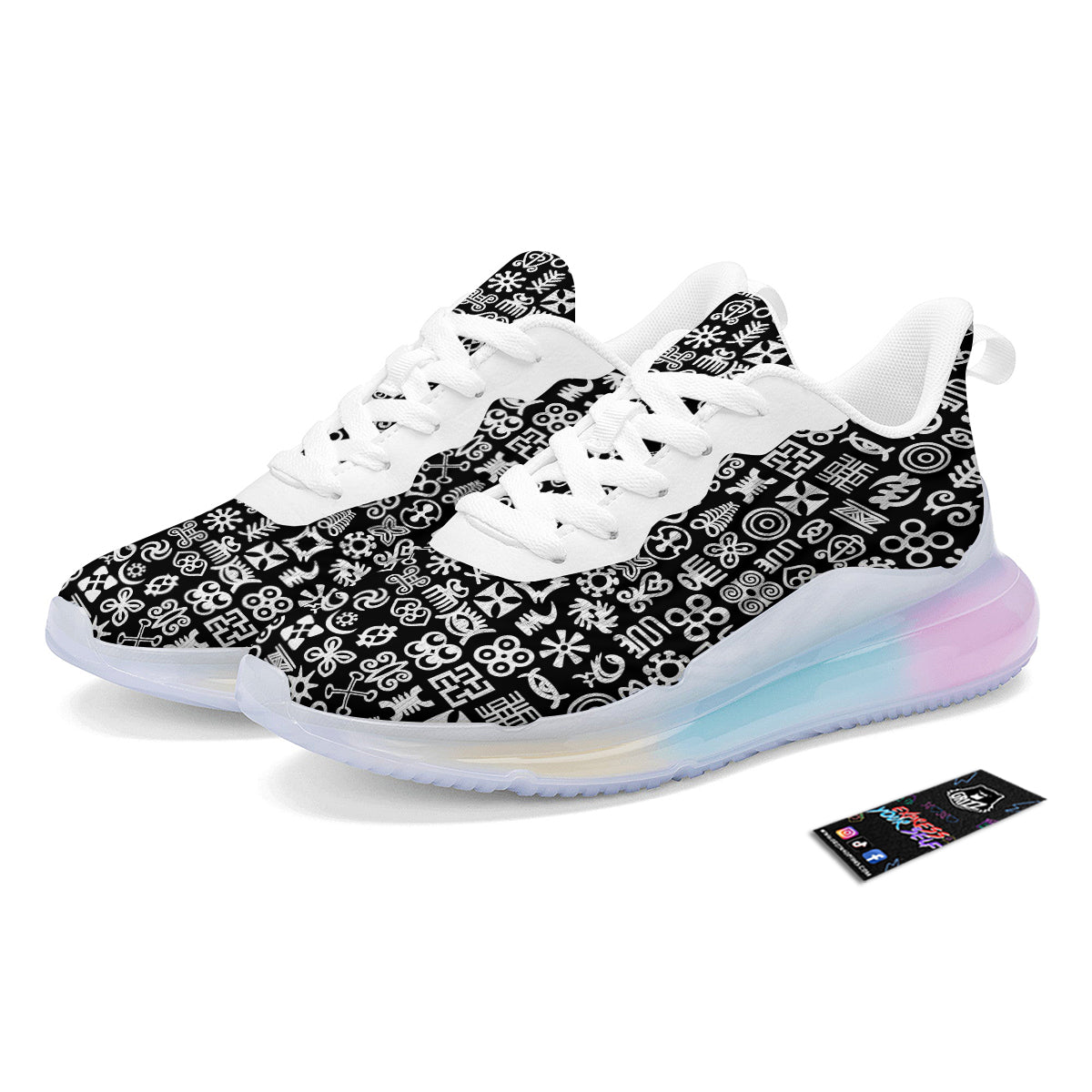 Symbols Black Adinkra Print Pattern Running Sneakers-grizzshop