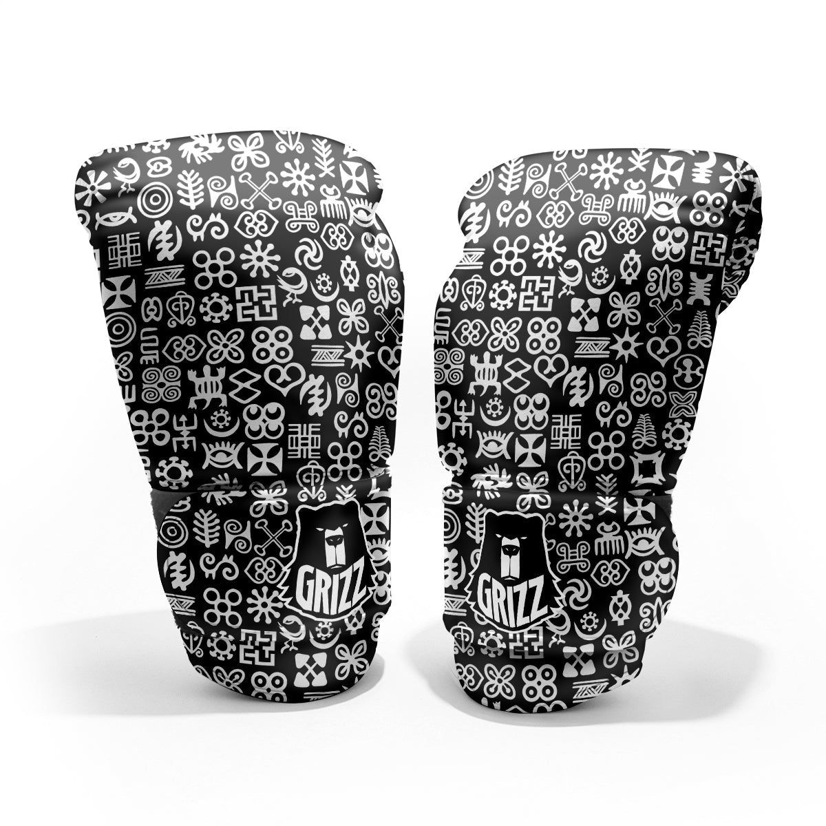 Symbols Black Adinkra Print Pattern Pro Boxing Glove